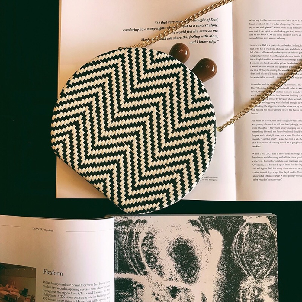 Woven circle crossbody bag